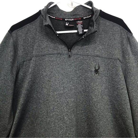 Spyder Active Gray Quarter Zip ProWB Performance Long Sleeve Pullover - Picture 3 of 15